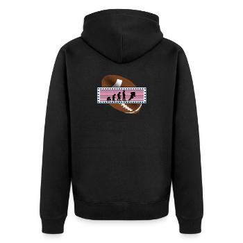 EVOLUTION AMERICAN FOOTBALL USA Flagge Geschenk - Unisex Premium Bio Zip Hoodie - Schwarz - Hinten - Nico (187cm)