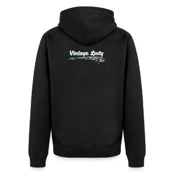 Alte Frau Großmutter Oma Vintage Statement - Unisex Premium Bio Zip Hoodie - Schwarz - Hinten - Nico (187cm)