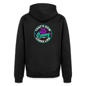 Cool Statement Beste Oma Enkelkind Großmutter - Unisex Premium Bio Zip Hoodie - Schwarz - Hinten - Nico (187cm)