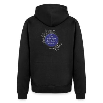 Yoga Raum Blumen Blühen Zitat - Unisex Premium Bio Zip Hoodie - Schwarz - Hinten - Nico (187cm)