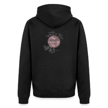 Yoga Keys to a Fulfilled Life - Unisex Premium Organic Zip Hoodie - black - Back - Nico (187cm)