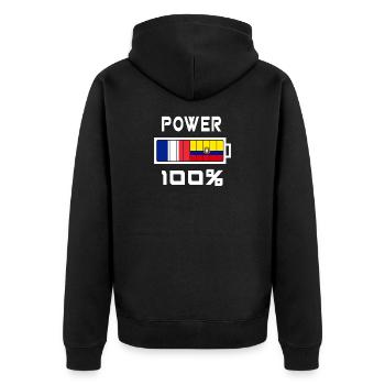 L'Équateur et la France alimentent 100% - Veste à capuche bio Premium Unisexe - noir - Dos - Nico (187cm)