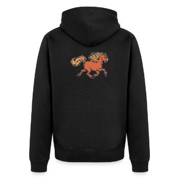 Galopp Pferdeliebe Islandpferde Pferdenarr Pferde - Unisex Premium Bio Zip Hoodie - Schwarz - Hinten - Nico (187cm)