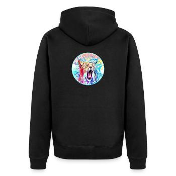 Luchs Katze in Freiheit eine Wild Katze - Unisex Premium Bio Zip Hoodie - Schwarz - Hinten - Nico (187cm)