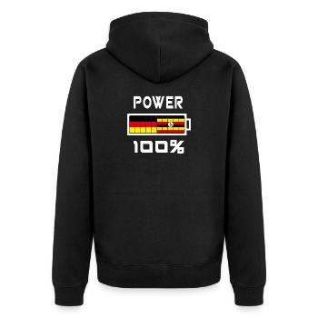 Deutschland und Uganda Power 100% - Unisex Premium Bio Zip Hoodie - Schwarz - Hinten - Nico (187cm)