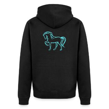 Islandpferde Fohlen Pferde Pferdeliebe Pferdefan - Unisex Premium Bio Zip Hoodie - Schwarz - Hinten - Nico (187cm)