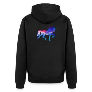 Pferdenarr Hengst Galopp Islandpferde Pferde - Unisex Premium Bio Zip Hoodie - Schwarz - Hinten - Nico (187cm)