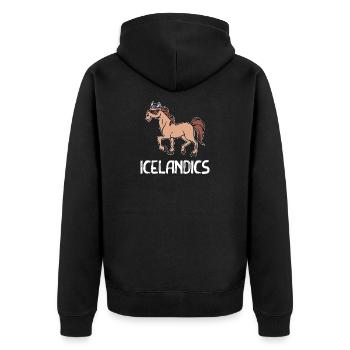 Islandpferde Pferde Isländer Pferdefan Pferdeliebe - Unisex Premium Bio Zip Hoodie - Schwarz - Hinten - Nico (187cm)