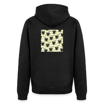 tolle küchenmuster, kaffeetassenmuster - Unisex Premium Bio Zip Hoodie - Schwarz - Hinten - Nico (187cm)