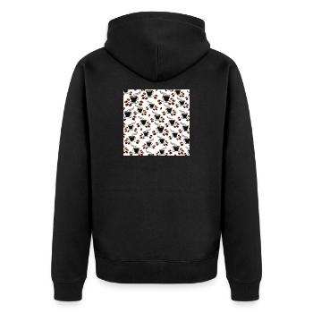 kaffeetassen Kaffeebohnen Küchenmuster - Unisex Premium Bio Zip Hoodie - Schwarz - Hinten - Nico (187cm)