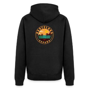 Barcelona Espana Beach Retro - Unisex Premium Organic Zip Hoodie - black - Back - Nico (187cm)