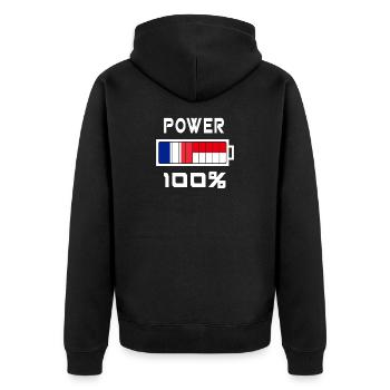 L'Indonésie et la France représentent 100 % - Veste à capuche bio Premium Unisexe - noir - Dos - Nico (187cm)