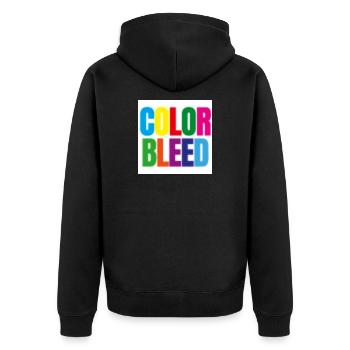 ColorBleed - Unisex Premium Bio Zip Hoodie - Schwarz - Hinten - Nico (187cm)