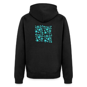 Bright blue star pattern on black - Unisex Premium Organic Zip Hoodie - black - Back - Nico (187cm)