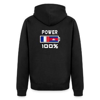 Le Cambodge et la France alimentent 100% - Veste à capuche bio Premium Unisexe - noir - Dos - Nico (187cm)