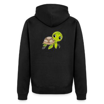 Tortue, animal mignon, océan - Veste à capuche bio Premium Unisexe - noir - Dos - Nico (187cm)
