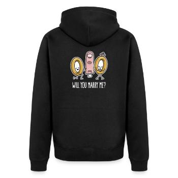 Voulez-vous m’épouser bagues de mariage de fiançailles doigt - Veste à capuche bio Premium Unisexe - noir - Dos - Nico (187cm)