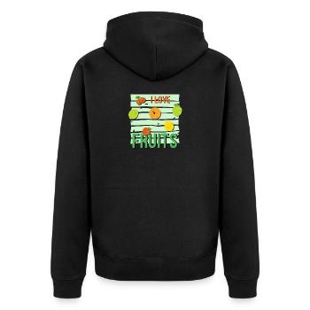 I love Fruits - Unisex Premium Bio Zip Hoodie - Schwarz - Hinten - Nico (187cm)