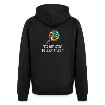 Naschkatzen Süßigkeiten Statement Bonbon Lecker - Unisex Premium Bio Zip Hoodie - Schwarz - Hinten - Nico (187cm)