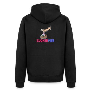 Bonbon Statement Süßigkeiten Naschkatzen Lecker - Unisex Premium Bio Zip Hoodie - Schwarz - Hinten - Nico (187cm)