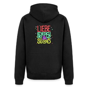 Naschen Lecker Naschkatzen Süßigkeiten Statement - Unisex Premium Bio Zip Hoodie - Schwarz - Hinten - Nico (187cm)
