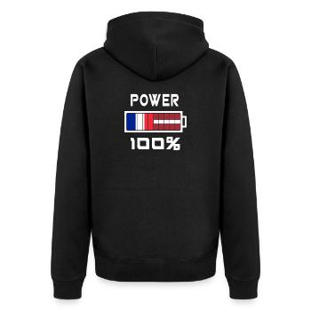 Latvia and France Power 100% - Unisex Premium Organic Zip Hoodie - black - Back - Nico (187cm)