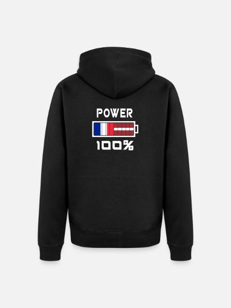 Latvia and France Power 100% - Unisex Premium Organic Zip Hoodie - black