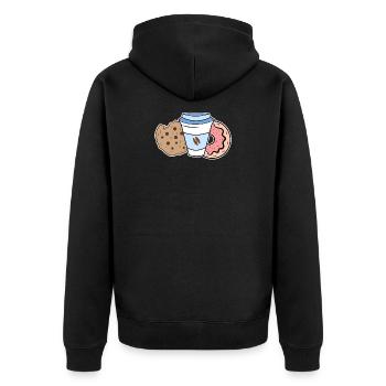 Süßigkeiten Kekse Donut Lecker Naschen Nachspeise - Unisex Premium Bio Zip Hoodie - Schwarz - Hinten - Nico (187cm)