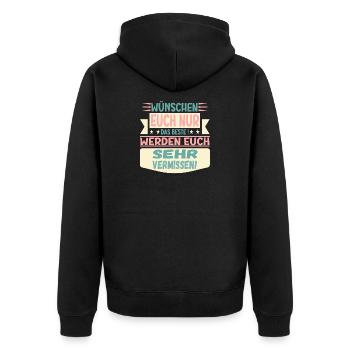 ABSCHIEDSFEIER ABSCHIED NEHMEN GRUPPE FAMILIE TEAM - Unisex Premium Bio Zip Hoodie - Schwarz - Hinten - Nico (187cm)