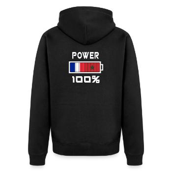 Morocco and France are 100% - Unisex Premium Organic Zip Hoodie - black - Back - Nico (187cm)