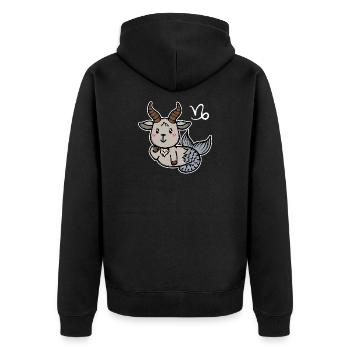 Steinbock Tierkreiszeichen Astrologie Horoskop - Unisex Premium Bio Zip Hoodie - Schwarz - Hinten - Nico (187cm)