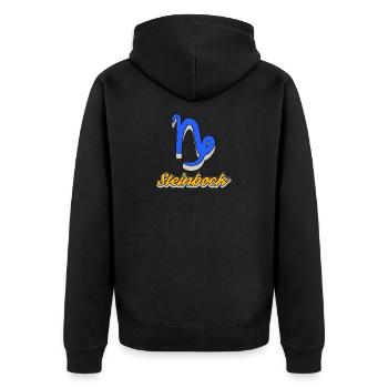 Aberglaube Esoterik Steinbock Horoskop Sternbild - Unisex Premium Bio Zip Hoodie - Schwarz - Hinten - Nico (187cm)
