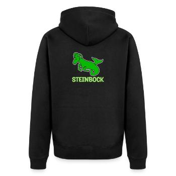 Astrologie Horoskop Sternbild Steinbock Tierkreis - Unisex Premium Bio Zip Hoodie - Schwarz - Hinten - Nico (187cm)