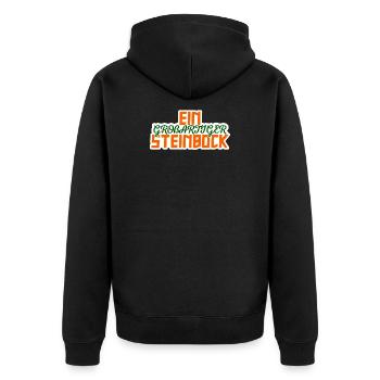 Steinbock Galaxy Statement Tierkreiszeichen Himmel - Unisex Premium Bio Zip Hoodie - Schwarz - Hinten - Nico (187cm)