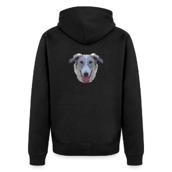 coole hundemotive, Barsoi gesicht - Unisex Premium Bio Zip Hoodie - Schwarz - Hinten - Nico (187cm)