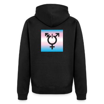 drapeau transgenre LBGTQ queer symbole tolérance CSD - Veste à capuche bio Premium Unisexe - noir - Dos - Nico (187cm)