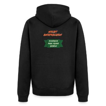 Nicht Ansprechen Ruhe Schild - Unisex Premium Bio Zip Hoodie - Schwarz - Hinten - Nico (187cm)