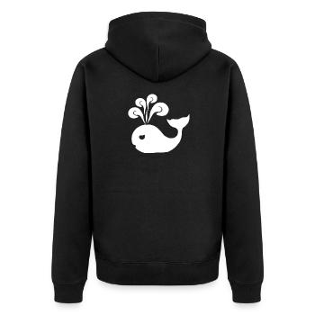 tees wale, Walsilhouette - Unisex Premium Bio Zip Hoodie - Schwarz - Hinten - Nico (187cm)