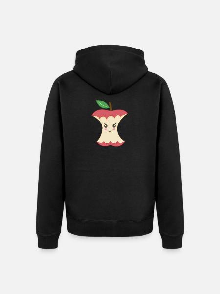 Kawaii Apple Trognon - Unisex Premium Organic Zip Hoodie - black