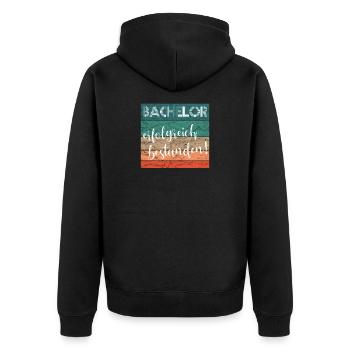 Bachelor erfolgreich bestanden Abschluss retro - Unisex Premium Bio Zip Hoodie - Schwarz - Hinten - Nico (187cm)