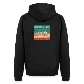 Ausbildung erfolgreich abgeschlossen Lehre retro - Unisex Premium Bio Zip Hoodie - Schwarz - Hinten - Nico (187cm)
