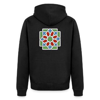 Andalucia 4 (dark) - Unisex Premium Organic Zip Hoodie - black - Back - Nico (187cm)