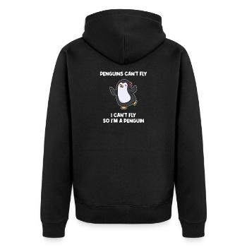 Penguin Animal Zoo Humorous Statement Bird South Pole - Unisex Premium Organic Zip Hoodie - black - Back - Nico (187cm)