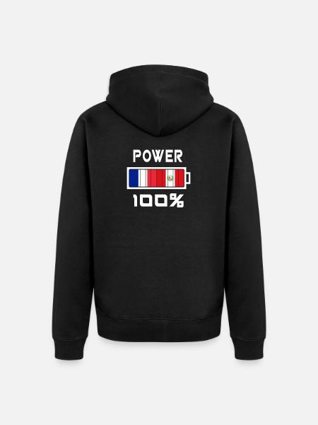 Pérou et France Power 100 % - Veste à capuche bio Premium Unisexe - noir