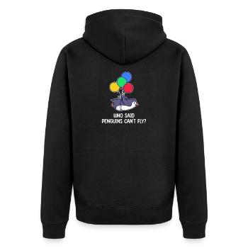 Penguin Bird Statement Humorous Animal Balloon - Unisex Premium Organic Zip Hoodie - black - Back - Nico (187cm)