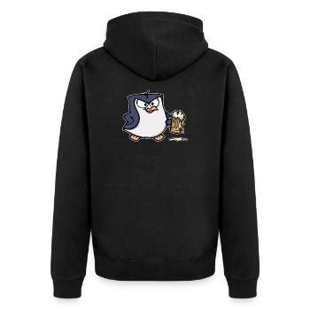 Lustig Pinguin Vogel Zoo Tier Seevogel Bier - Unisex Premium Bio Zip Hoodie - Schwarz - Hinten - Nico (187cm)