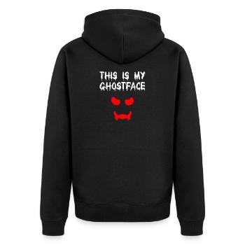 lustige Tees, Sprüche, Halloween Outfits - Unisex Premium Bio Zip Hoodie - Schwarz - Hinten - Nico (187cm)