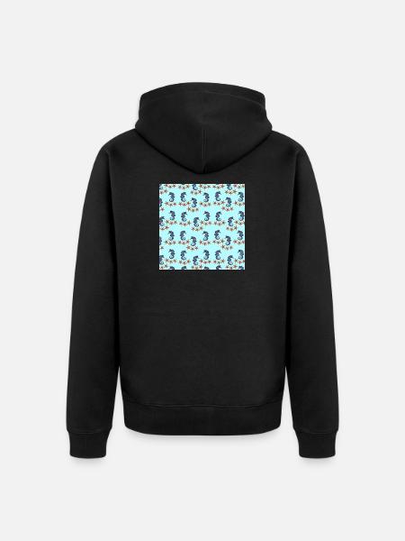 sommerkleidung tiermuster, Seepferdchenmuster - Unisex Premium Bio Zip Hoodie - Schwarz