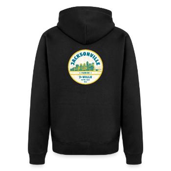 Jacksonville Skyline Crest - Unisex Premium Bio Zip Hoodie - Schwarz - Hinten - Nico (187cm)