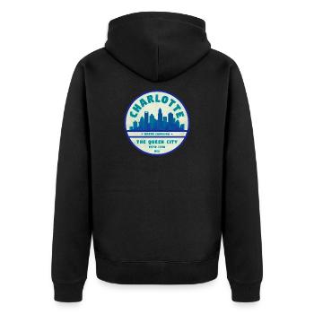 Charlotte Skyline Queen City - Unisex Premium Organic Zip Hoodie - black - Back - Nico (187cm)